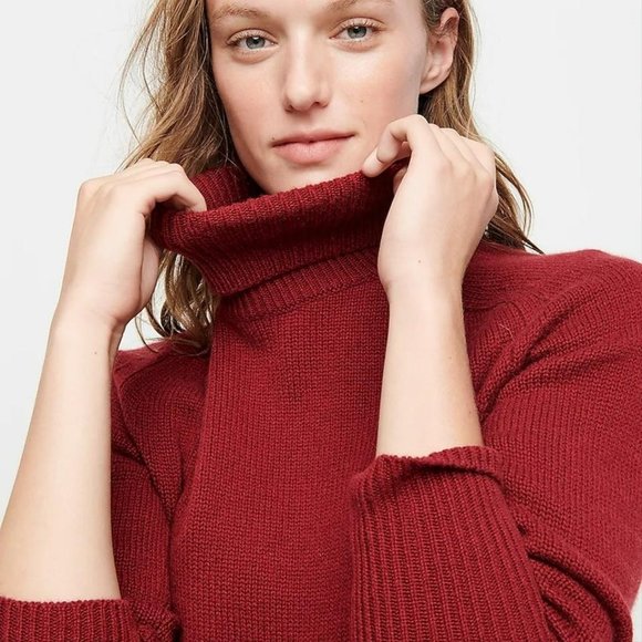 J.Crew cashmere boyfriend turtleneck sweater burgundy - Picture 3 of 4